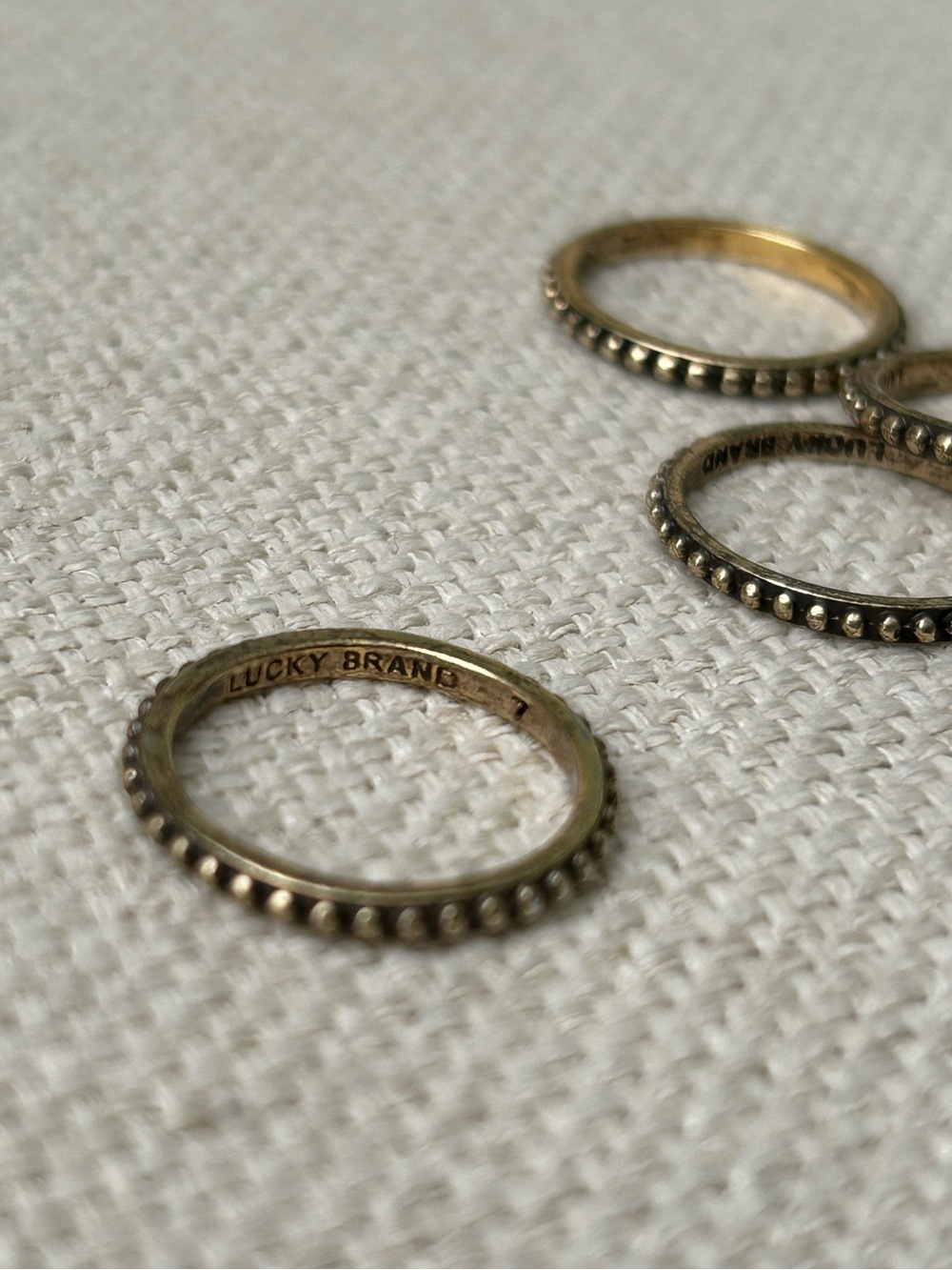 Lucky Brand set of 7 Beaded Band Rings - Picture 3 of 3